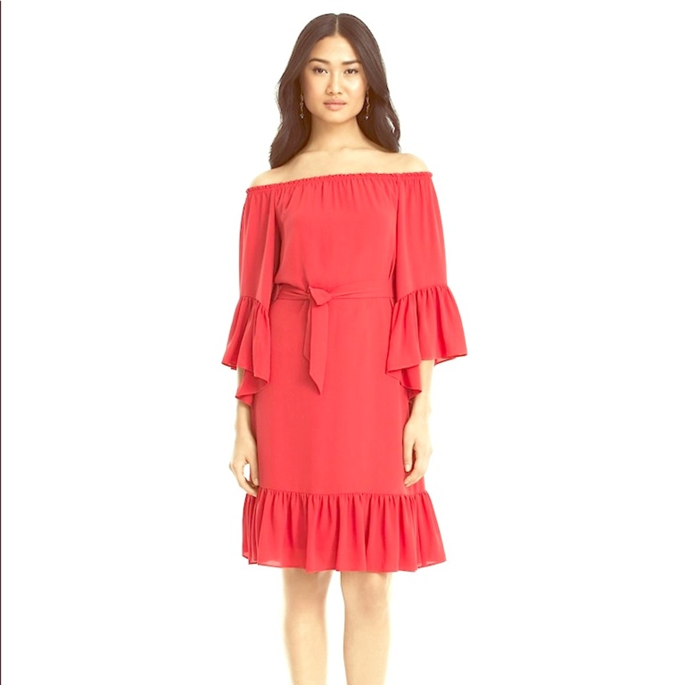 COPY - Coral off the shoulder dress